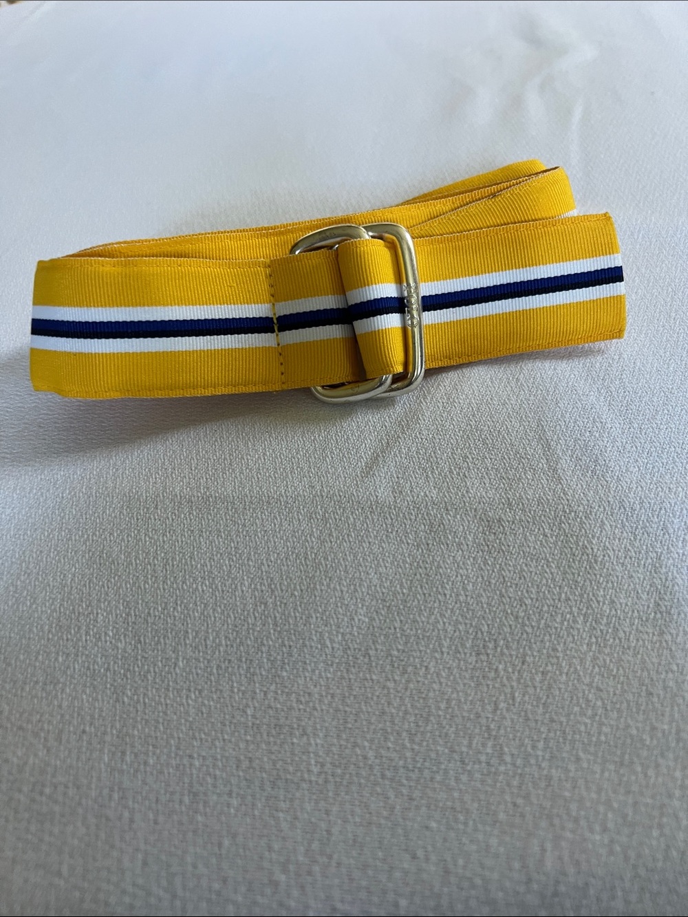Polo Yellow Striped Webbing Belt with Silver Buckle - Picture 3 of 5